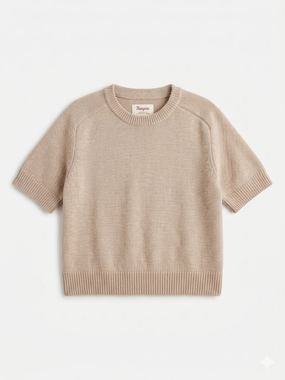Abercrombie & Fitch Short-Sleeve Crewneck Sweater - Tan